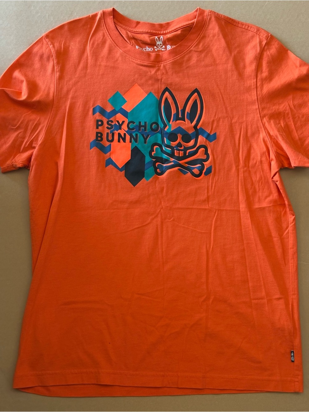Psycho Bunny Men's Alloy Orange Everett Bunny Graphic Crew-Neck Size 5